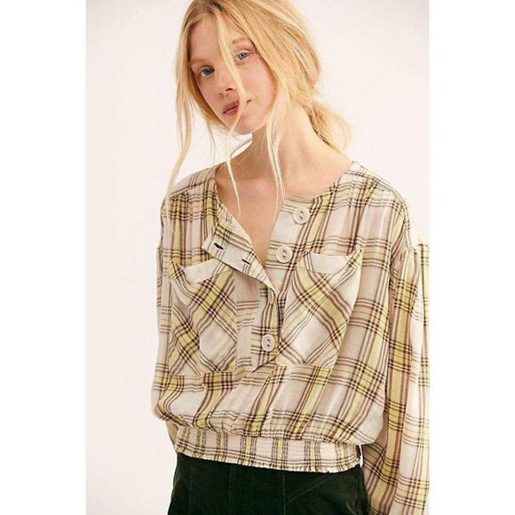 New Free People It’s The Good Life Plaid Top Size XS - Picture 1 of 8